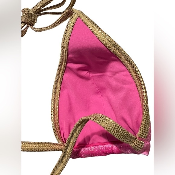 Velvet pink and gold bikini top XL - Picture 4 of 8